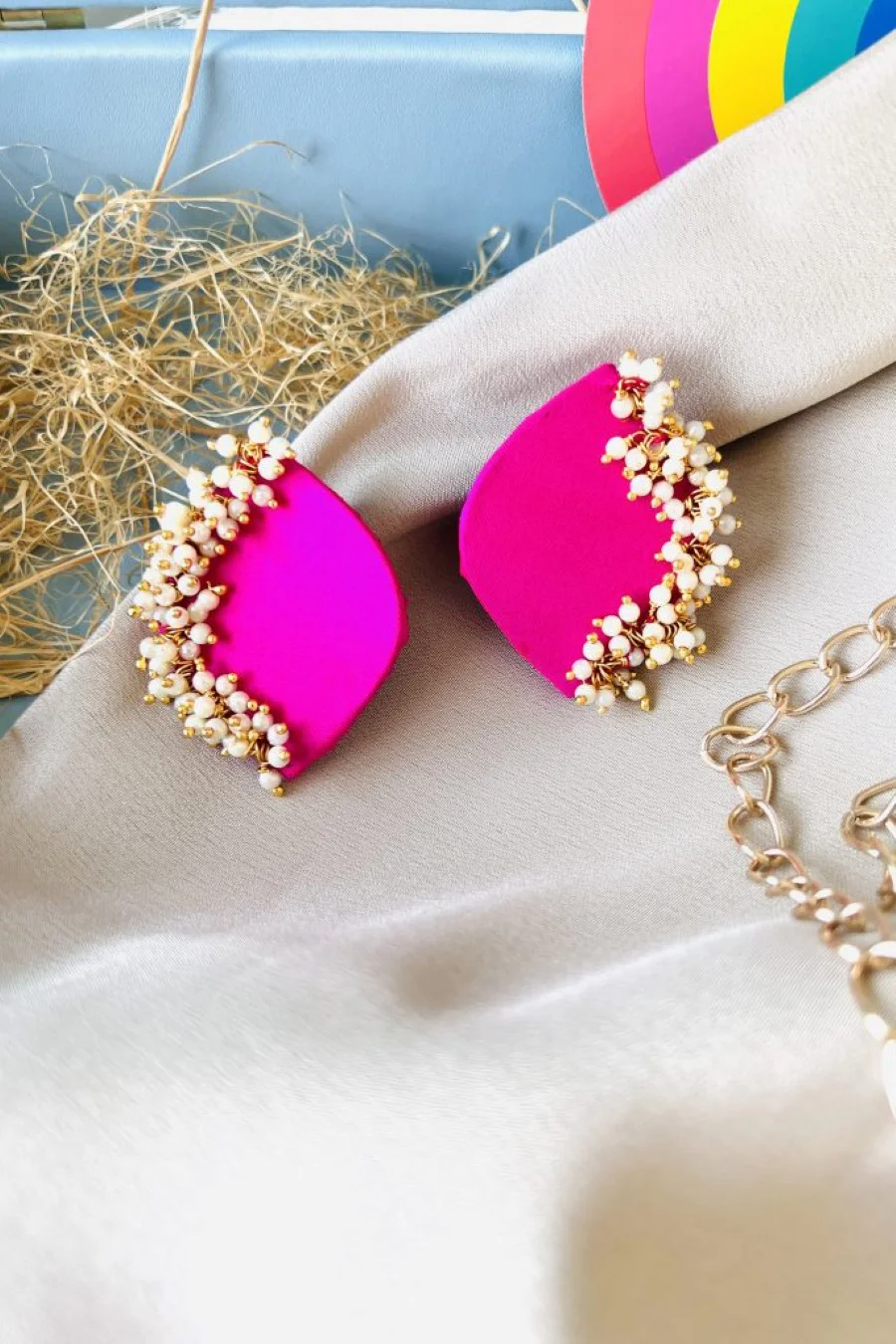pink-color-cluster-earrings (4)